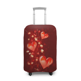 Чехол для чемодана 3D с принтом Сердца в Санкт-Петербурге, 86% полиэфир, 14% спандекс | двустороннее нанесение принта, прорези для ручек и колес | love is | девушкам | любовь | сердца