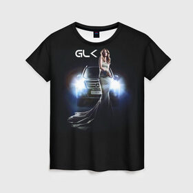 Женская футболка 3D с принтом Mersedes GLK в Санкт-Петербурге, 100% полиэфир ( синтетическое хлопкоподобное полотно) | прямой крой, круглый вырез горловины, длина до линии бедер | glk | mersedes | автомобиль | девушка | мерседес