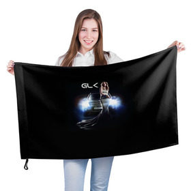Флаг 3D с принтом Mersedes GLK в Санкт-Петербурге, 100% полиэстер | плотность ткани — 95 г/м2, размер — 67 х 109 см. Принт наносится с одной стороны | glk | mersedes | автомобиль | девушка | мерседес