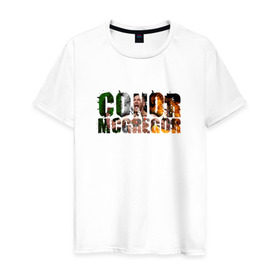 Мужская футболка хлопок с принтом Конор Макгрегор в Санкт-Петербурге, 100% хлопок | прямой крой, круглый вырез горловины, длина до линии бедер, слегка спущенное плечо. | conor | mcgregor | ufc | грегор | ирландия | мак