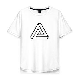 Мужская футболка хлопок Oversize с принтом Невозможный треугольник в Санкт-Петербурге, 100% хлопок | свободный крой, круглый ворот, “спинка” длиннее передней части | оптическая иллюзия