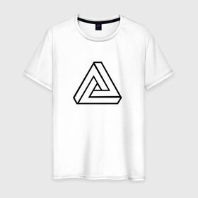 Мужская футболка хлопок с принтом Невозможный треугольник в Санкт-Петербурге, 100% хлопок | прямой крой, круглый вырез горловины, длина до линии бедер, слегка спущенное плечо. | оптическая иллюзия