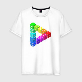 Мужская футболка хлопок с принтом Невозможный треугольник в Санкт-Петербурге, 100% хлопок | прямой крой, круглый вырез горловины, длина до линии бедер, слегка спущенное плечо. | оптическая иллюзия