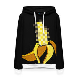 Женская толстовка 3D с принтом Банан 18+ в Санкт-Петербурге, 100% полиэстер  | двухслойный капюшон со шнурком для регулировки, мягкие манжеты на рукавах и по низу толстовки, спереди карман-кенгуру с мягким внутренним слоем. | Тематика изображения на принте: банан | большой банан | ххх