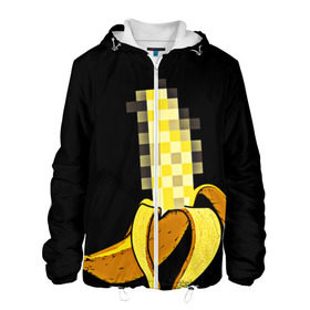 Мужская куртка 3D с принтом Банан 18+ в Санкт-Петербурге, ткань верха — 100% полиэстер, подклад — флис | прямой крой, подол и капюшон оформлены резинкой с фиксаторами, два кармана без застежек по бокам, один большой потайной карман на груди. Карман на груди застегивается на липучку | банан | большой банан | ххх