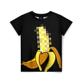 Детская футболка 3D с принтом Банан 18+ в Санкт-Петербурге, 100% гипоаллергенный полиэфир | прямой крой, круглый вырез горловины, длина до линии бедер, чуть спущенное плечо, ткань немного тянется | Тематика изображения на принте: банан | большой банан | ххх