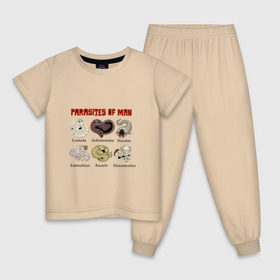 Детская пижама хлопок с принтом Паразиты человека в Санкт-Петербурге, 100% хлопок |  брюки и футболка прямого кроя, без карманов, на брюках мягкая резинка на поясе и по низу штанин
 | 