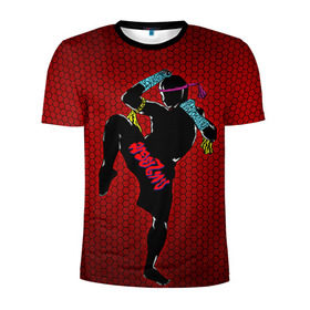 Мужская футболка 3D спортивная с принтом Muay thai 1 в Санкт-Петербурге, 100% полиэстер с улучшенными характеристиками | приталенный силуэт, круглая горловина, широкие плечи, сужается к линии бедра | muay thai