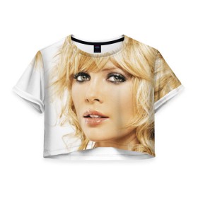 Женская футболка 3D укороченная с принтом Шарлиз Терон в Санкт-Петербурге, 100% полиэстер | круглая горловина, длина футболки до линии талии, рукава с отворотами | charlize theron | американская | киноактриса | модель | шарлиз терон