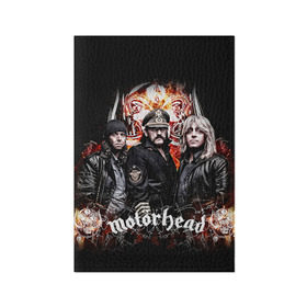 Обложка для паспорта матовая кожа с принтом Motorhead в Санкт-Петербурге, натуральная матовая кожа | размер 19,3 х 13,7 см; прозрачные пластиковые крепления | Тематика изображения на принте: motorhead