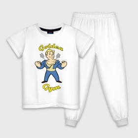 Детская пижама хлопок с принтом Fallout golden gym в Санкт-Петербурге, 100% хлопок |  брюки и футболка прямого кроя, без карманов, на брюках мягкая резинка на поясе и по низу штанин
 | 