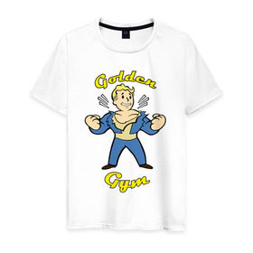Мужская футболка хлопок с принтом Fallout golden gym в Санкт-Петербурге, 100% хлопок | прямой крой, круглый вырез горловины, длина до линии бедер, слегка спущенное плечо. | 