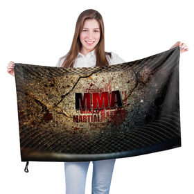 Флаг 3D с принтом MMA в Санкт-Петербурге, 100% полиэстер | плотность ткани — 95 г/м2, размер — 67 х 109 см. Принт наносится с одной стороны | judo | mma | ufc | борьба | единоборства