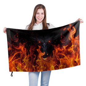 Флаг 3D с принтом Devil в Санкт-Петербурге, 100% полиэстер | плотность ткани — 95 г/м2, размер — 67 х 109 см. Принт наносится с одной стороны | devil | дьявол | монстр | огонь | ужас