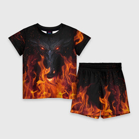 Детский костюм с шортами 3D с принтом Devil в Санкт-Петербурге,  |  | devil | дьявол | монстр | огонь | ужас