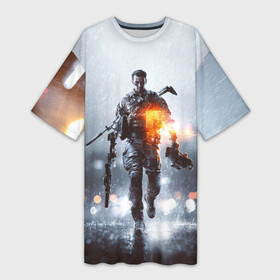 Платье-футболка 3D с принтом Battlefield в Санкт-Петербурге,  |  | battlefield | батла | боец | воин | игра | солдат