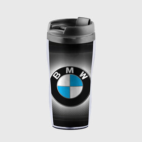 Термокружка-непроливайка с принтом BMW в Санкт-Петербурге, внутренняя часть — пищевой пластик, наружная часть — прозрачный пластик, между ними — полиграфическая вставка с рисунком | объем — 350 мл, герметичная крышка | bmw | бмв | лого | логотип