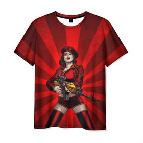 Мужская футболка 3D с принтом Red alert в Санкт-Петербурге, 100% полиэфир | прямой крой, круглый вырез горловины, длина до линии бедер | девушка | оружие | снайпер | ссср