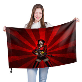 Флаг 3D с принтом Red alert в Санкт-Петербурге, 100% полиэстер | плотность ткани — 95 г/м2, размер — 67 х 109 см. Принт наносится с одной стороны | девушка | оружие | снайпер | ссср