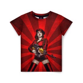 Детская футболка 3D с принтом Red alert в Санкт-Петербурге, 100% гипоаллергенный полиэфир | прямой крой, круглый вырез горловины, длина до линии бедер, чуть спущенное плечо, ткань немного тянется | девушка | оружие | снайпер | ссср