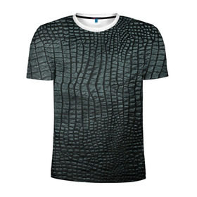 Мужская футболка 3D спортивная с принтом Кожа крокодила в Санкт-Петербурге, 100% полиэстер с улучшенными характеристиками | приталенный силуэт, круглая горловина, широкие плечи, сужается к линии бедра | кожа | кожа крокодила
