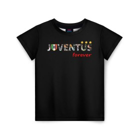 Детская футболка 3D с принтом JUVENTUS в Санкт-Петербурге, 100% гипоаллергенный полиэфир | прямой крой, круглый вырез горловины, длина до линии бедер, чуть спущенное плечо, ткань немного тянется | Тематика изображения на принте: juventus | италия | футбол | ювентус