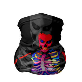 Бандана-труба 3D с принтом Скелет в Санкт-Петербурге, 100% полиэстер, ткань с особыми свойствами — Activecool | плотность 150‒180 г/м2; хорошо тянется, но сохраняет форму | bodyart | faceart | helloween | аквагрим | боди арт | бодиарт | замок | ключ | неоновый | свет | сердце | скелет | фейсарт | хэллоуин | череп