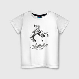 Детская футболка хлопок с принтом Wrestling 2 в Санкт-Петербурге, 100% хлопок | круглый вырез горловины, полуприлегающий силуэт, длина до линии бедер | рестлинг