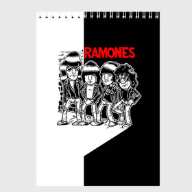 Скетчбук с принтом Ramones 1 в Санкт-Петербурге, 100% бумага
 | 48 листов, плотность листов — 100 г/м2, плотность картонной обложки — 250 г/м2. Листы скреплены сверху удобной пружинной спиралью | joey ramone | punk | джоуи рамон | панк | рамонез | рамонес