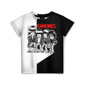 Детская футболка 3D с принтом Ramones 1 в Санкт-Петербурге, 100% гипоаллергенный полиэфир | прямой крой, круглый вырез горловины, длина до линии бедер, чуть спущенное плечо, ткань немного тянется | Тематика изображения на принте: joey ramone | punk | джоуи рамон | панк | рамонез | рамонес