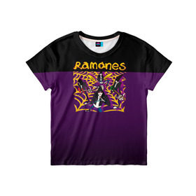 Детская футболка 3D с принтом Ramones 4 в Санкт-Петербурге, 100% гипоаллергенный полиэфир | прямой крой, круглый вырез горловины, длина до линии бедер, чуть спущенное плечо, ткань немного тянется | joey ramone | punk | джоуи рамон | панк | рамонез | рамонес