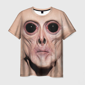 Мужская футболка 3D с принтом Пришелец в Санкт-Петербурге, 100% полиэфир | прямой крой, круглый вырез горловины, длина до линии бедер | взгляд | вселенная | инопланетянин | космос | пришелец