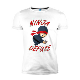 Мужская футболка премиум с принтом Ninja Defuse в Санкт-Петербурге, 92% хлопок, 8% лайкра | приталенный силуэт, круглый вырез ворота, длина до линии бедра, короткий рукав | Тематика изображения на принте: 