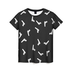Женская футболка 3D с принтом Пистолеты в Санкт-Петербурге, 100% полиэфир ( синтетическое хлопкоподобное полотно) | прямой крой, круглый вырез горловины, длина до линии бедер | автоматы | мода | оружие | пистолеты | пушки