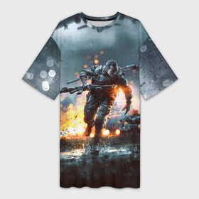 Платье-футболка 3D с принтом Battlefield в Санкт-Петербурге,  |  | battlefield | батла | батлфилд | игра
