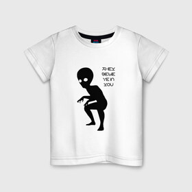 Детская футболка хлопок с принтом Инопланетянин. They believe в Санкт-Петербурге, 100% хлопок | круглый вырез горловины, полуприлегающий силуэт, длина до линии бедер | 