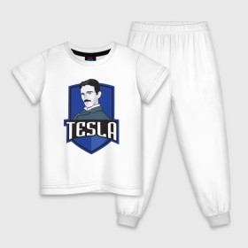 Детская пижама хлопок с принтом Никола Тесла в Санкт-Петербурге, 100% хлопок |  брюки и футболка прямого кроя, без карманов, на брюках мягкая резинка на поясе и по низу штанин
 | tesla