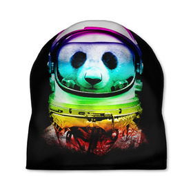 Шапка 3D с принтом Панда космонавт в Санкт-Петербурге, 100% полиэстер | универсальный размер, печать по всей поверхности изделия | астронавт | звезды | космонавт | космос | панда | радуга