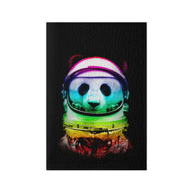 Обложка для паспорта матовая кожа с принтом Панда космонавт в Санкт-Петербурге, натуральная матовая кожа | размер 19,3 х 13,7 см; прозрачные пластиковые крепления | астронавт | звезды | космонавт | космос | панда | радуга