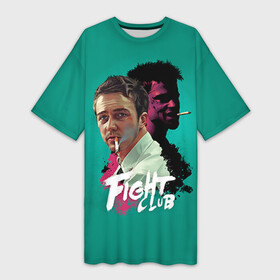 Платье-футболка 3D с принтом FIGHT CLUB в Санкт-Петербурге,  |  | fight club | бойцовский клуб | бредд питт | питт
