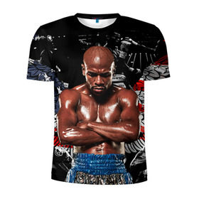 Мужская футболка 3D спортивная с принтом Бокс в Санкт-Петербурге, 100% полиэстер с улучшенными характеристиками | приталенный силуэт, круглая горловина, широкие плечи, сужается к линии бедра | боксер | флойд мейвезер