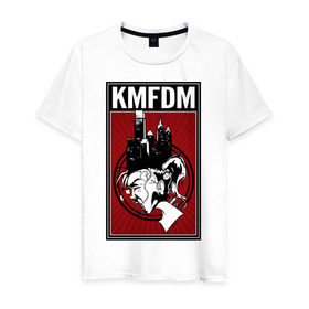 Мужская футболка хлопок с принтом KMFDM 2013 в Санкт-Петербурге, 100% хлопок | прямой крой, круглый вырез горловины, длина до линии бедер, слегка спущенное плечо. | industrial | город | крик