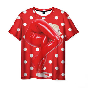 Мужская футболка 3D с принтом Гибкость в Санкт-Петербурге, 100% полиэфир | прямой крой, круглый вырез горловины, длина до линии бедер | Тематика изображения на принте: белый | германия | гибкость | горошек | девушка | красный | латекс | юлия гюнтель