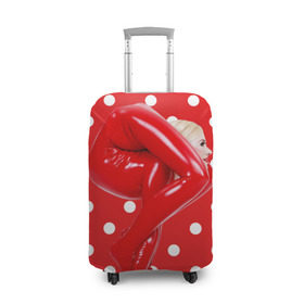 Чехол для чемодана 3D с принтом Гибкость в Санкт-Петербурге, 86% полиэфир, 14% спандекс | двустороннее нанесение принта, прорези для ручек и колес | белый | германия | гибкость | горошек | девушка | красный | латекс | юлия гюнтель