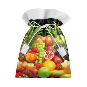 Подарочный 3D мешок с принтом Фрукты в Санкт-Петербурге, 100% полиэстер | Размер: 29*39 см | ананас | апельсин | арбуз | банан | виноград | гранат | груша | клубника | фрукты | яблоко | ягоды