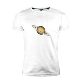 Мужская футболка премиум с принтом Сатурн - Saturn в Санкт-Петербурге, 92% хлопок, 8% лайкра | приталенный силуэт, круглый вырез ворота, длина до линии бедра, короткий рукав | космос | планета | сатурн