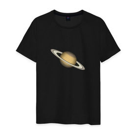 Мужская футболка хлопок с принтом Сатурн - Saturn в Санкт-Петербурге, 100% хлопок | прямой крой, круглый вырез горловины, длина до линии бедер, слегка спущенное плечо. | космос | планета | сатурн