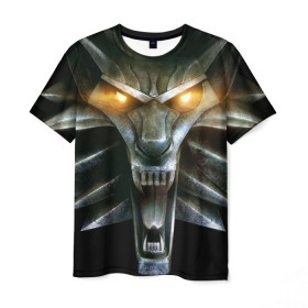 Мужская футболка 3D с принтом Волк в Санкт-Петербурге, 100% полиэфир | прямой крой, круглый вырез горловины, длина до линии бедер | волк | железный | зверь | койот | металл | серебро