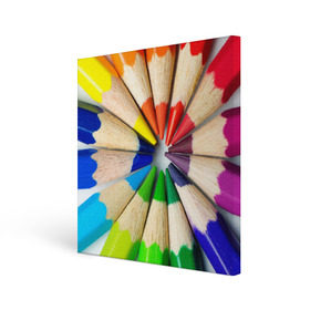 Холст квадратный с принтом Карандаши в Санкт-Петербурге, 100% ПВХ |  | карандаш | радуга | разноцветная | цветная