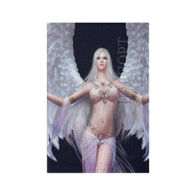 Обложка для паспорта матовая кожа с принтом Девушка ангел в Санкт-Петербурге, натуральная матовая кожа | размер 19,3 х 13,7 см; прозрачные пластиковые крепления | Тематика изображения на принте: крылья